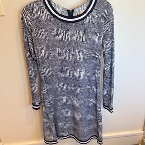 Michael Kors Navy and White Long Sleeve Dress